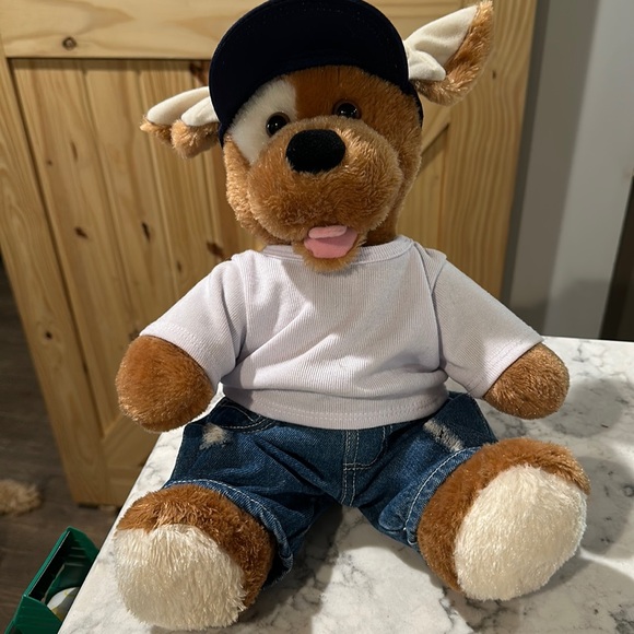 Build A Bear Dog With Baseball Cap and Outfit - Picture 1 of 5